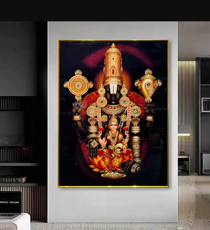 Traditional venkateswara and laxmi ji Glass painting