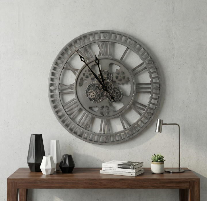 The silver chronometer clock